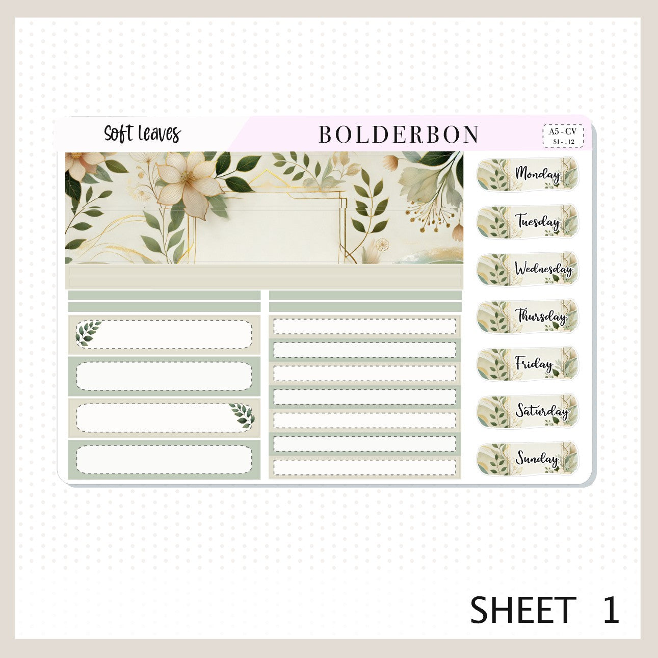 SOFT LEAVES "A5 Compact Vertical" || Planner Sticker Kit