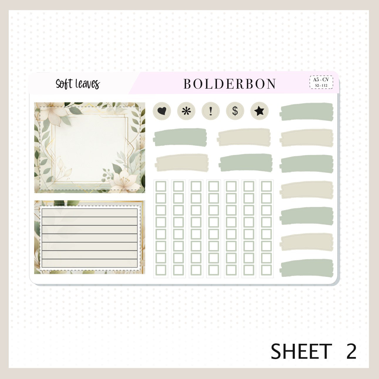 SOFT LEAVES "A5 Compact Vertical" || Planner Sticker Kit