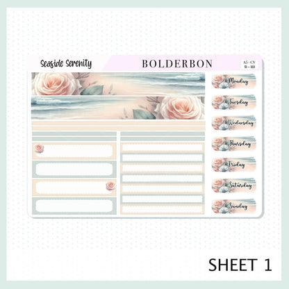 SEASIDE SERENITY "Compact Vertical" || A5 Planner Sticker Kit