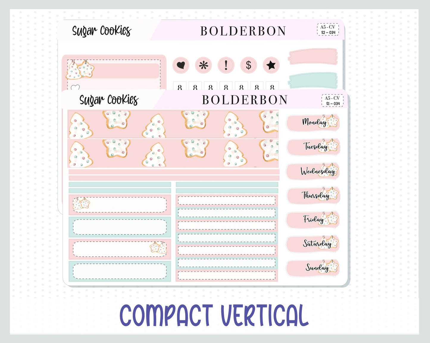 SUGAR COOKIES "Compact Vertical" || A5 Planner Sticker Kit