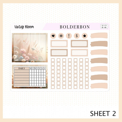 VINTAGE BLOOM "Compact Vertical" || A5 Planner Sticker Kit