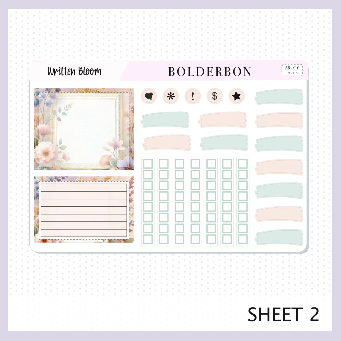 WRITTEN BLOOM "A5 Compact Vertical" || Planner Sticker Kit