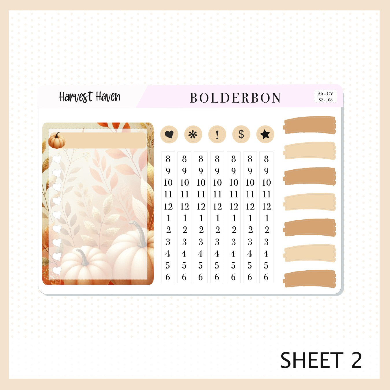 HARVEST HAVEN "A5 Compact Vertical" || Planner Sticker Kit