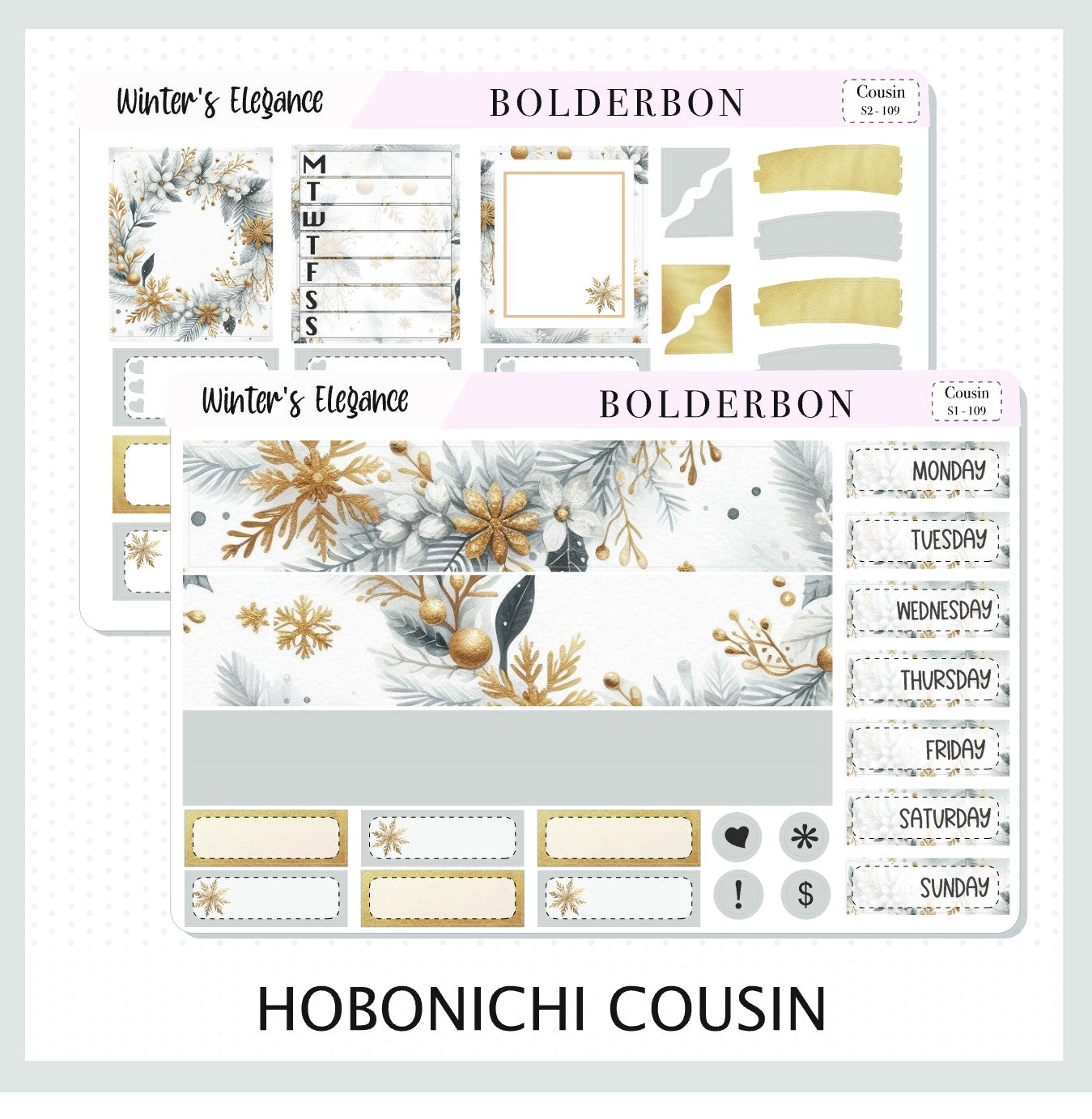 WINTER'S ELEGANCE Hobonichi Cousin || Planner Sticker Kit