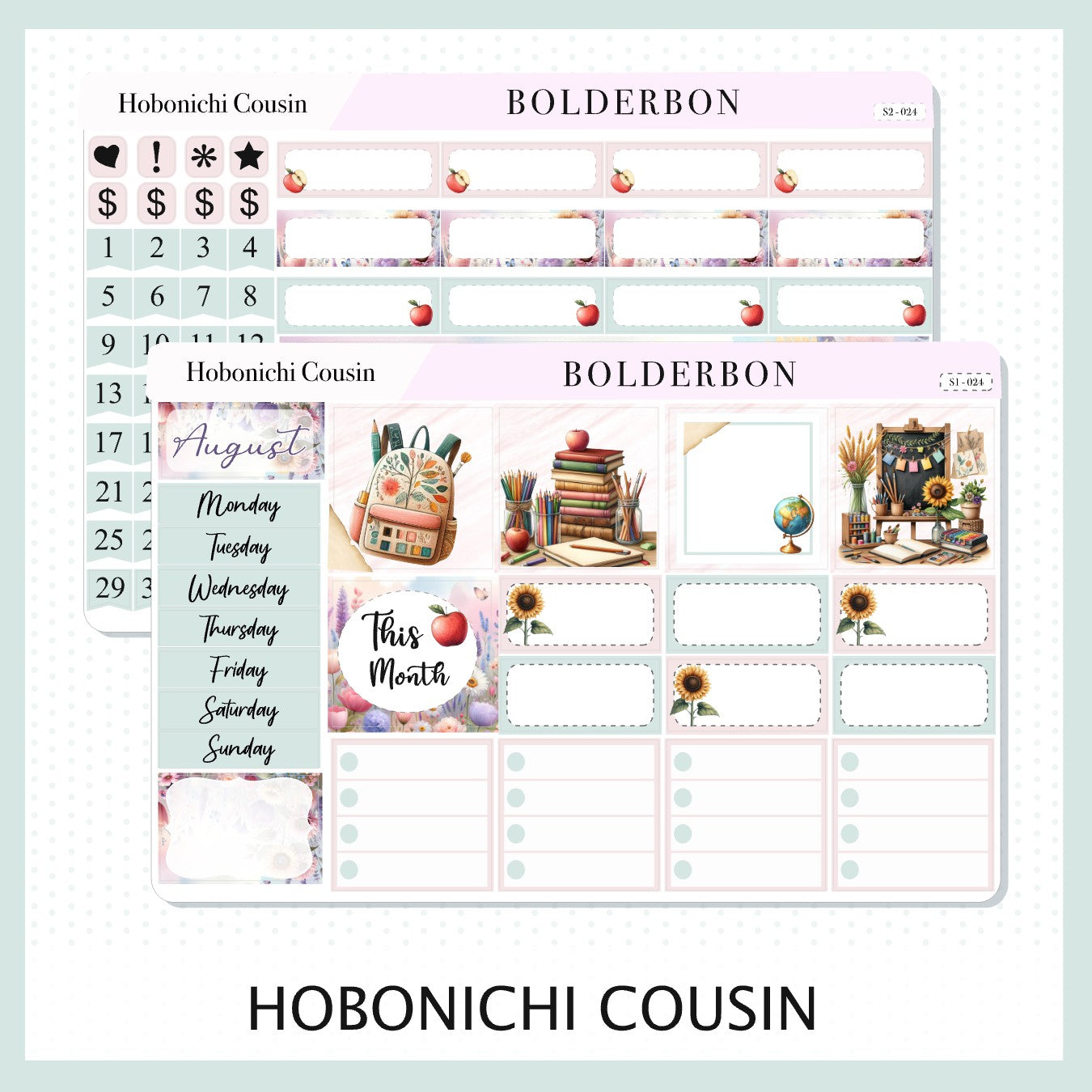 AUGUST Hobonichi Cousin and A5 Day Free || Monthly Planner Sticker Kit