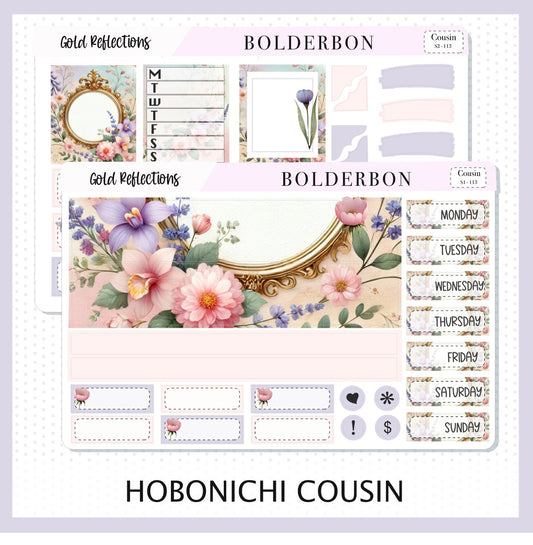 GOLD REFLECTIONS Hobonichi Cousin || Springtime, Pastel Aesthetic, A5 Planner Sticker Kit