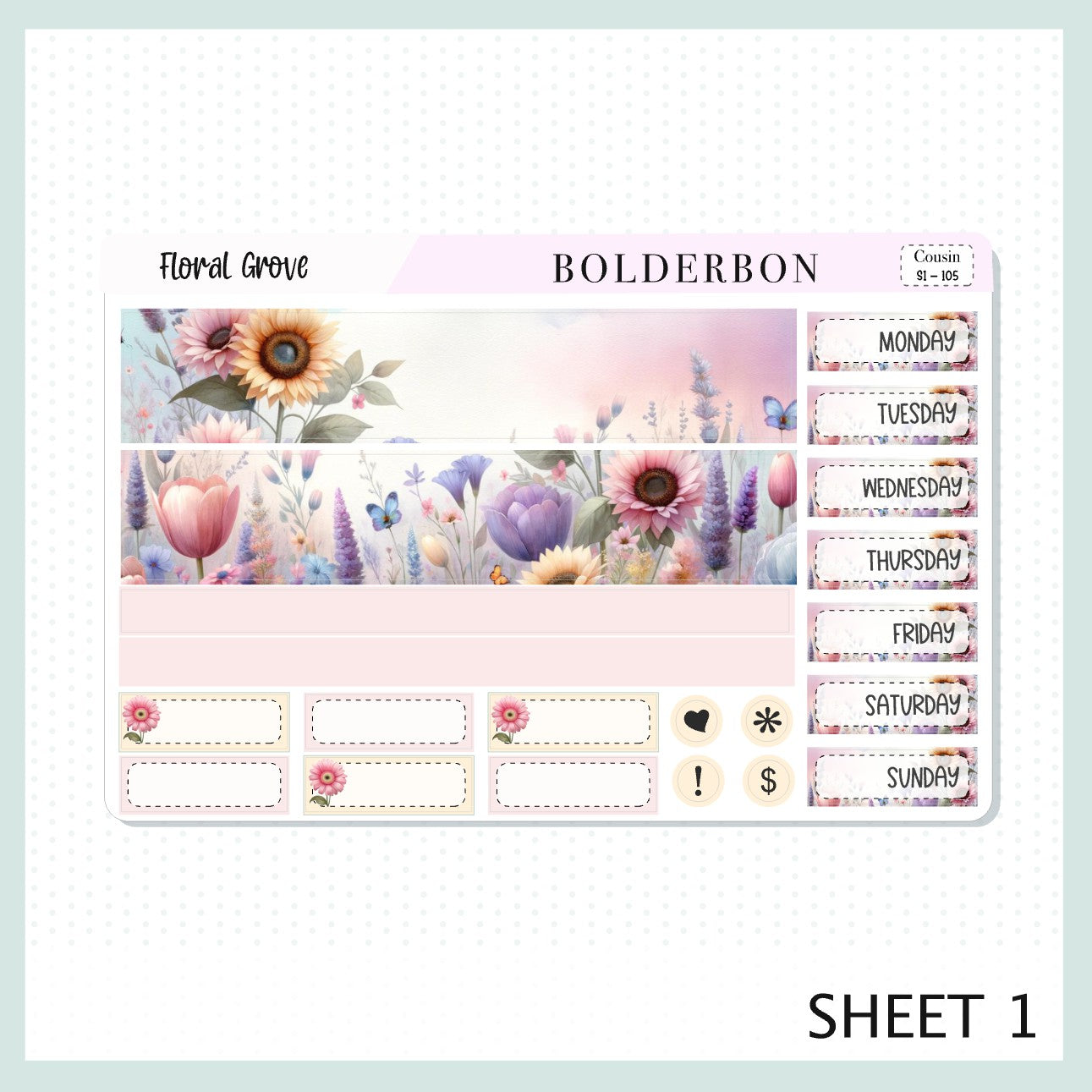 FLORAL GROVE Hobonichi Cousin || Planner Sticker Kit