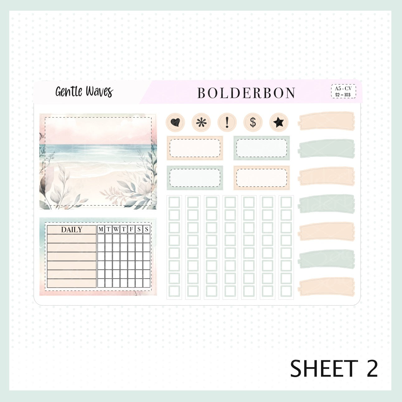 GENTLE WAVES "Compact Vertical" || A5 Planner Sticker Kit