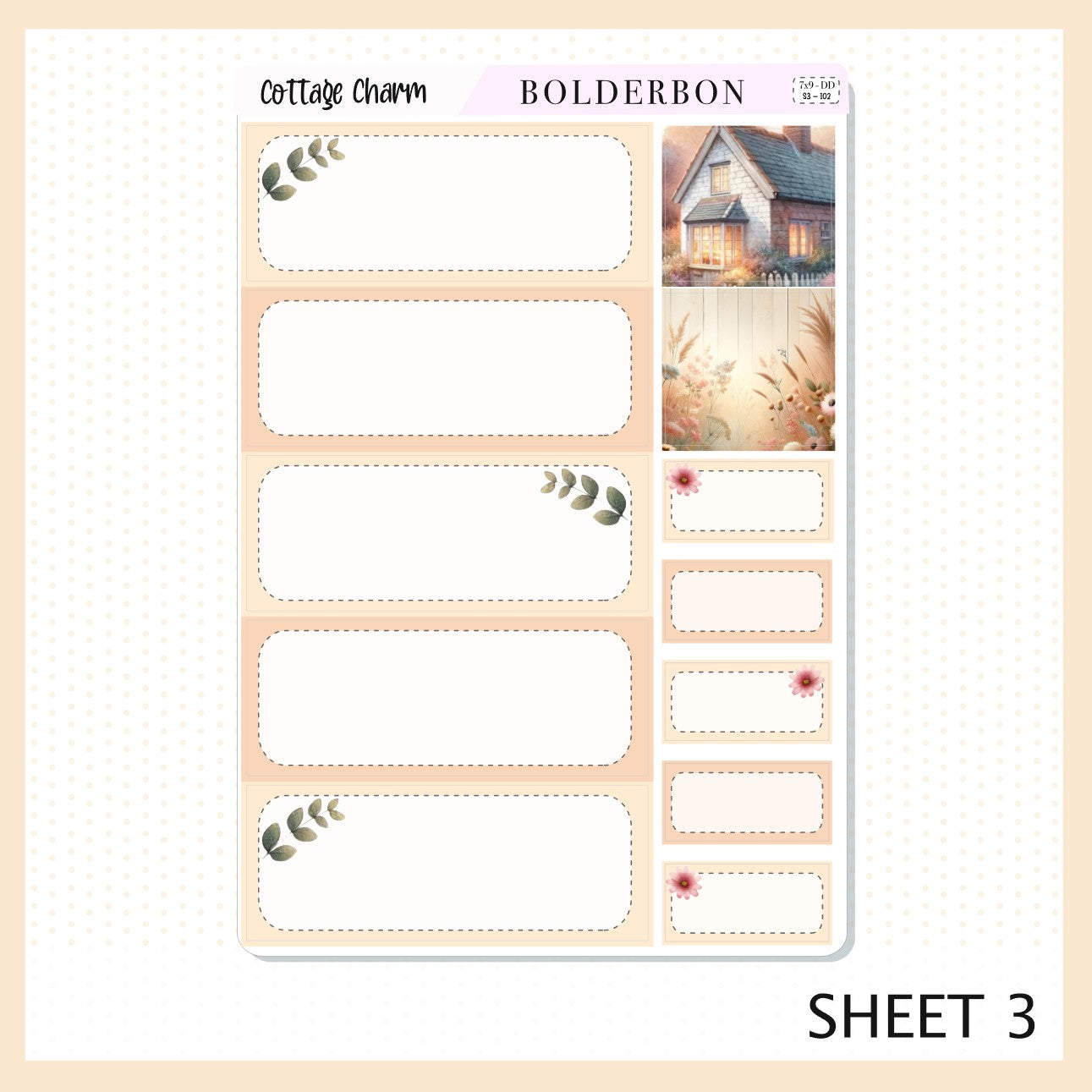 COTTAGE CHARM 7x9 Daily Duo || Planner Sticker Kit for Erin Condren