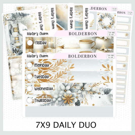 WINTER'S CHARM 7x9 Daily Duo || Planner Sticker Kit for Erin Condren