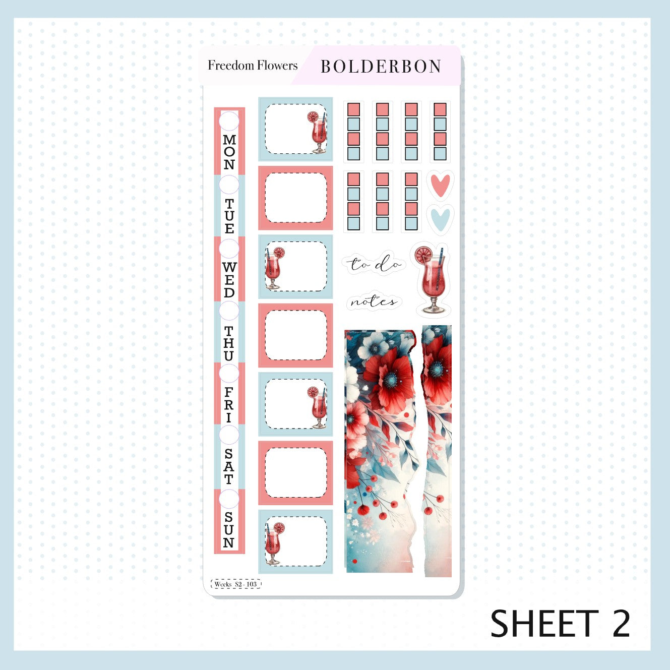 FREEDOM FLOWERS Hobonichi Weeks || Planner Sticker Kit