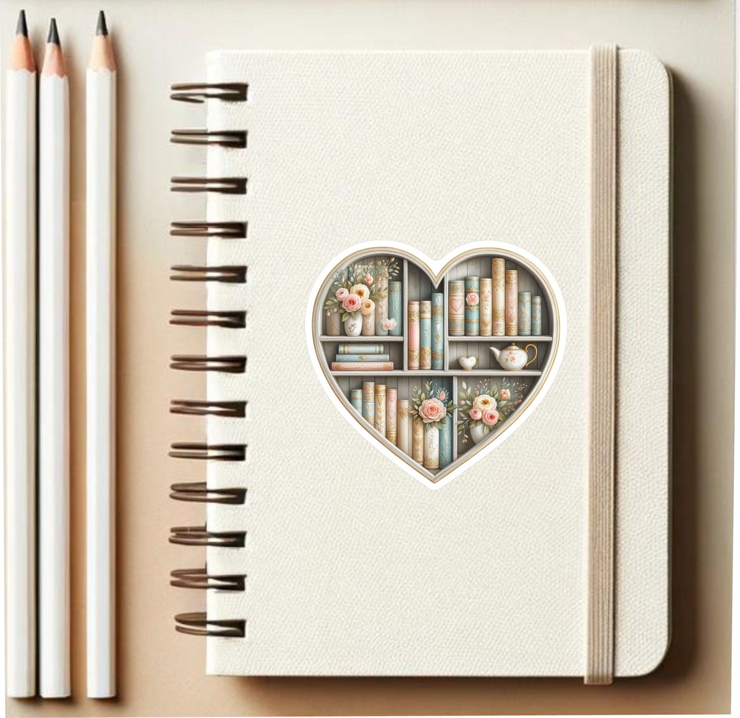 HEART BOOKSHELF Vinyl Sticker || Book Lover Vinyl Sticker, Unique Bookish Gift - Perfect for Planners, Journals, laptops and More!