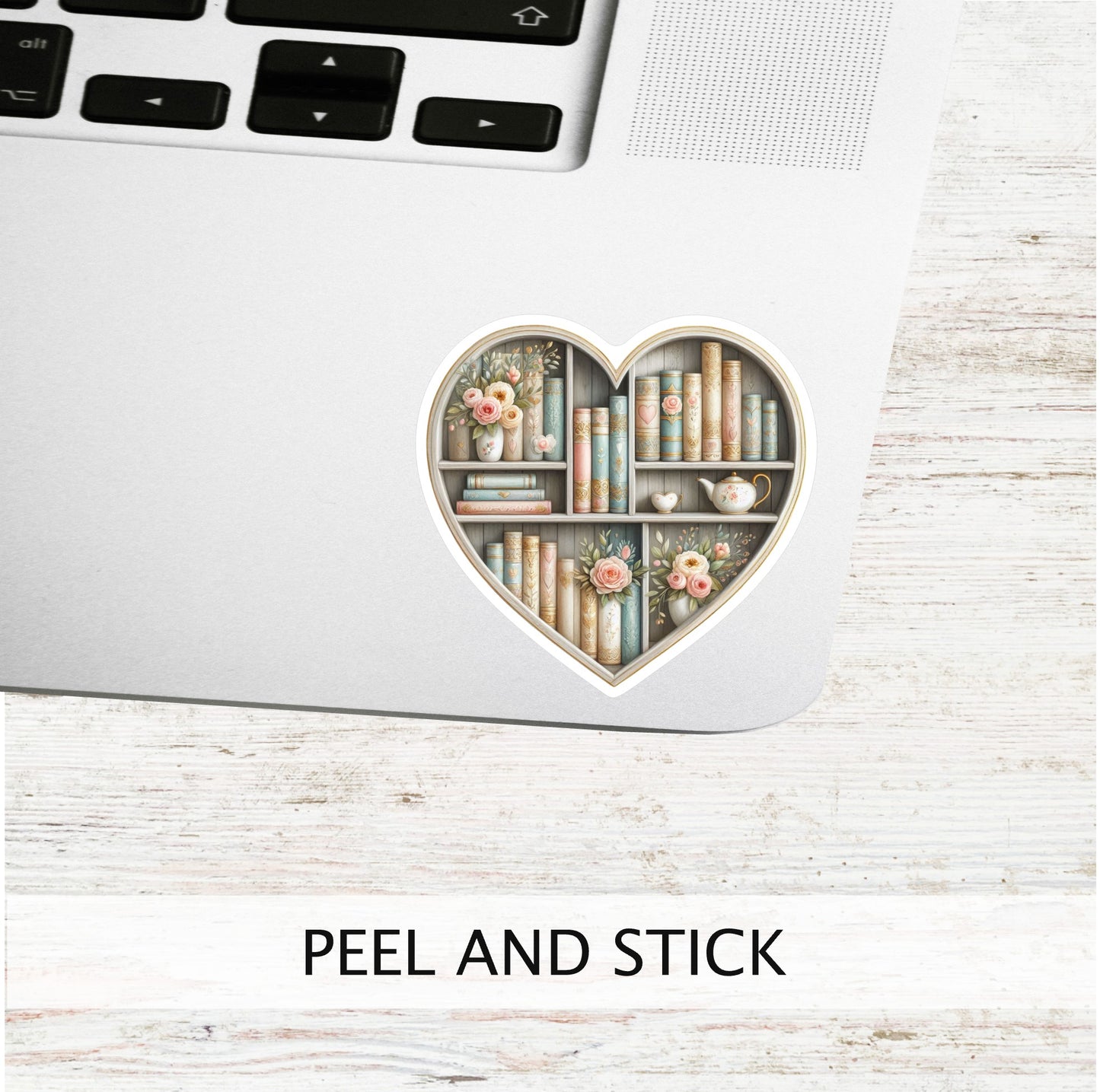 HEART BOOKSHELF Vinyl Sticker || Book Lover Vinyl Sticker, Unique Bookish Gift - Perfect for Planners, Journals, laptops and More!