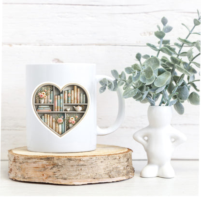 HEART BOOKSHELF Vinyl Sticker || Book Lover Vinyl Sticker, Unique Bookish Gift - Perfect for Planners, Journals, laptops and More!