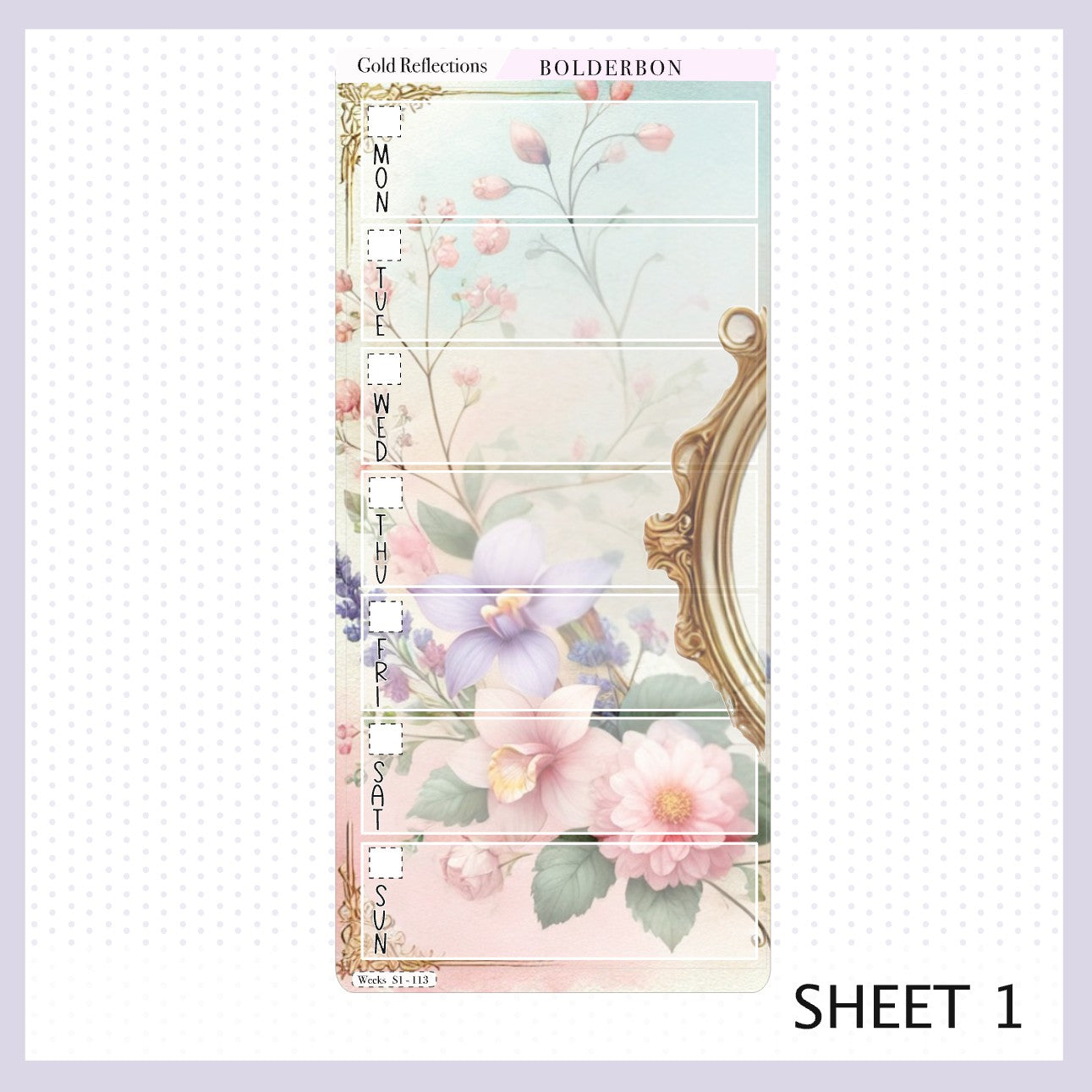 GOLD REFLECTIONS Hobonichi Weeks || Planner Sticker Kit