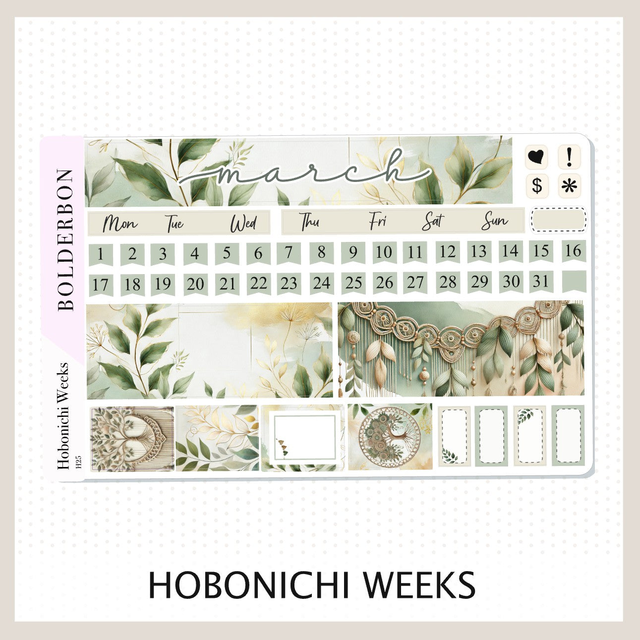 MARCH Hobonichi Weeks || Aesthetic Monthly Planner Stickers