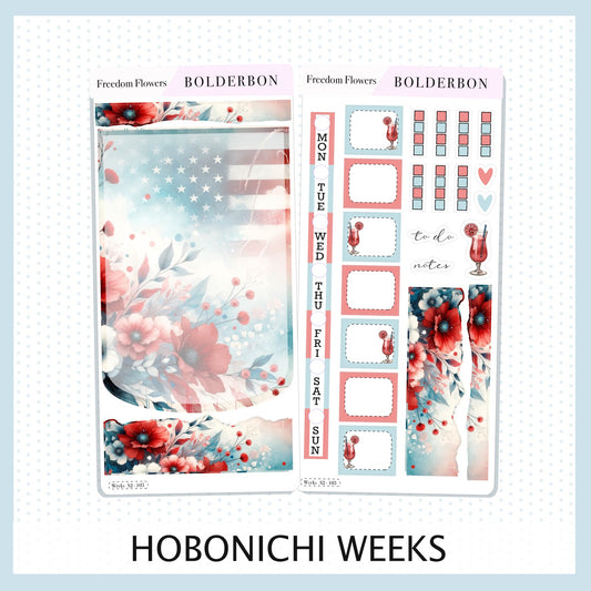 FREEDOM FLOWERS Hobonichi Weeks || Planner Sticker Kit