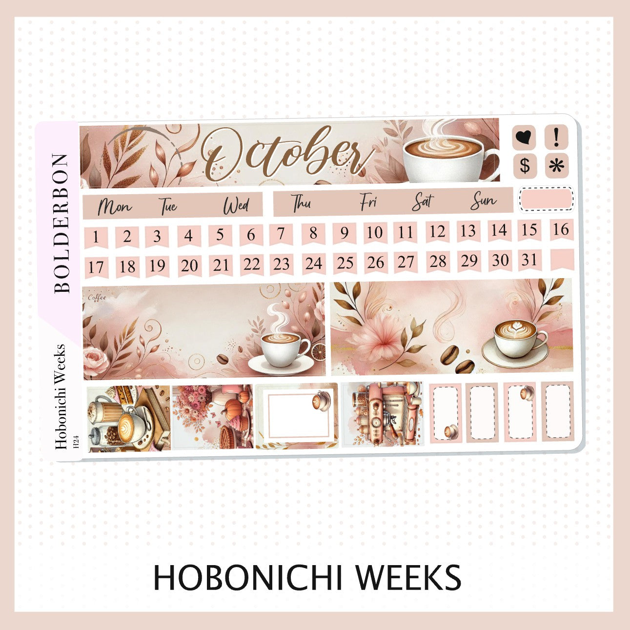 OCTOBER Hobonichi Weeks || Monthly Planner Stickers, Coffee House