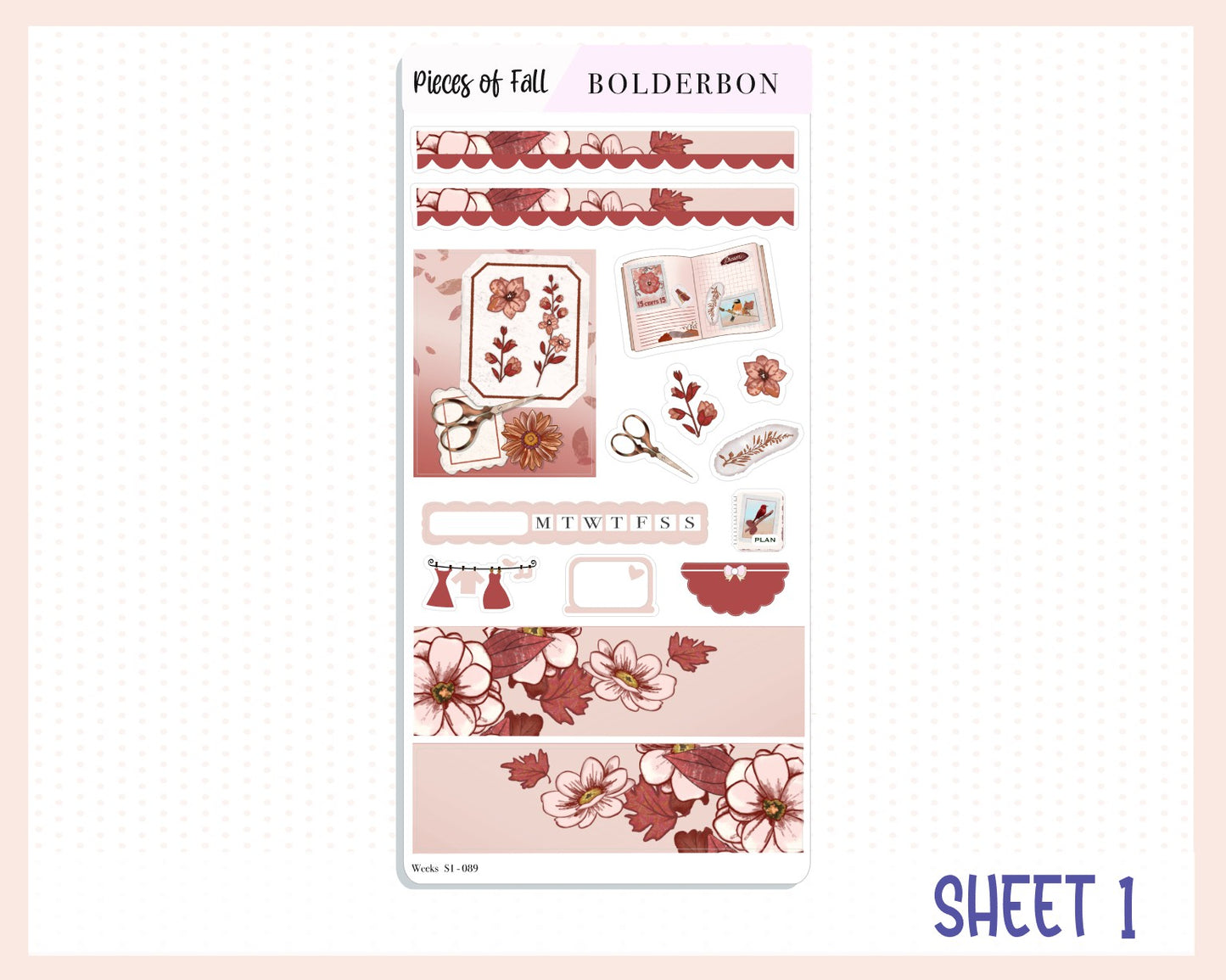 PIECES OF FALL Hobonichi Weeks || Weekly Planner Sticker Kit