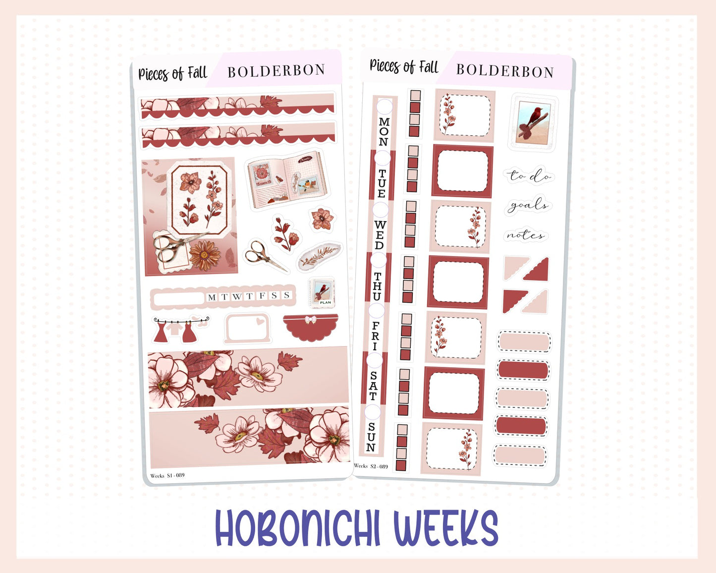 PIECES OF FALL Hobonichi Weeks || Weekly Planner Sticker Kit