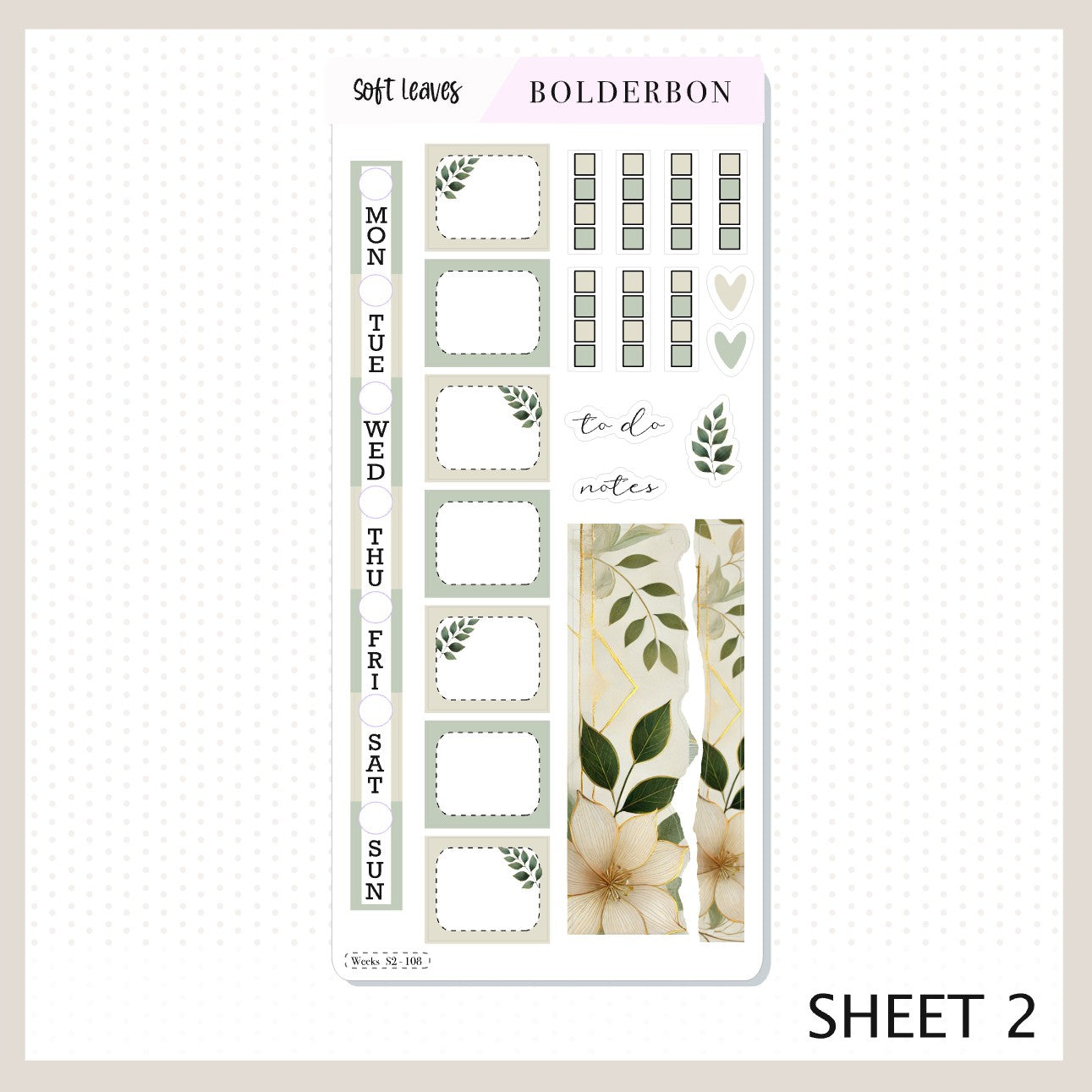 SOFT LEAVES Hobonichi Weeks || Planner Sticker Kit