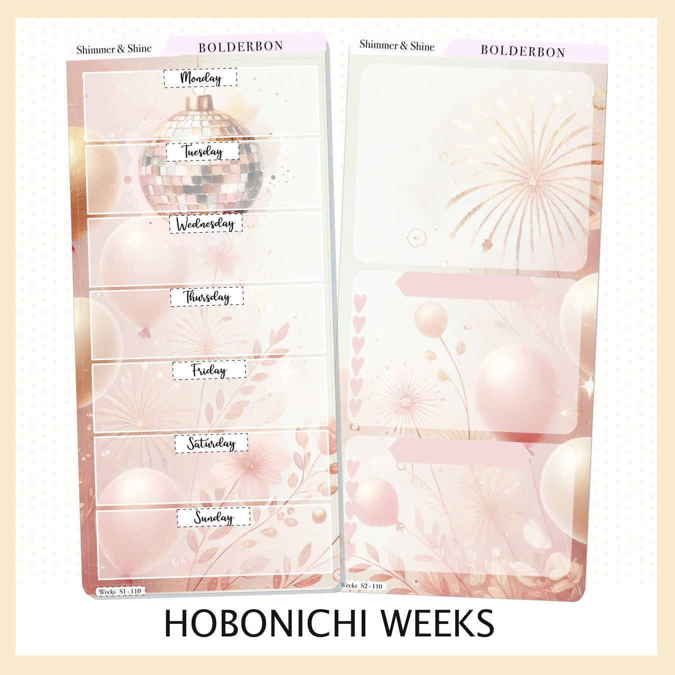 SHIMMER & SHINE Hobonichi Weeks || Planner Sticker Kit