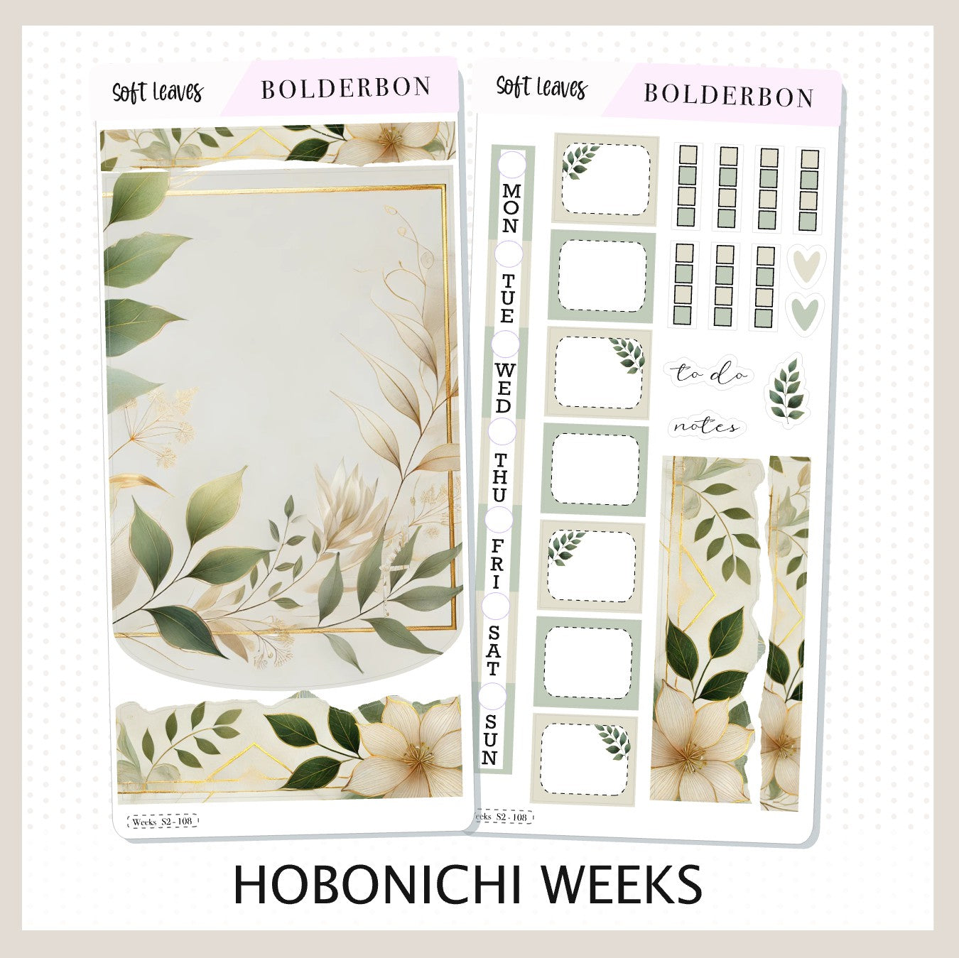 SOFT LEAVES Hobonichi Weeks || Planner Sticker Kit