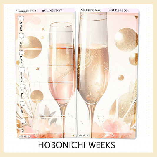 CHAMPAGNE TOAST Hobonichi Weeks || Planner Sticker Kit