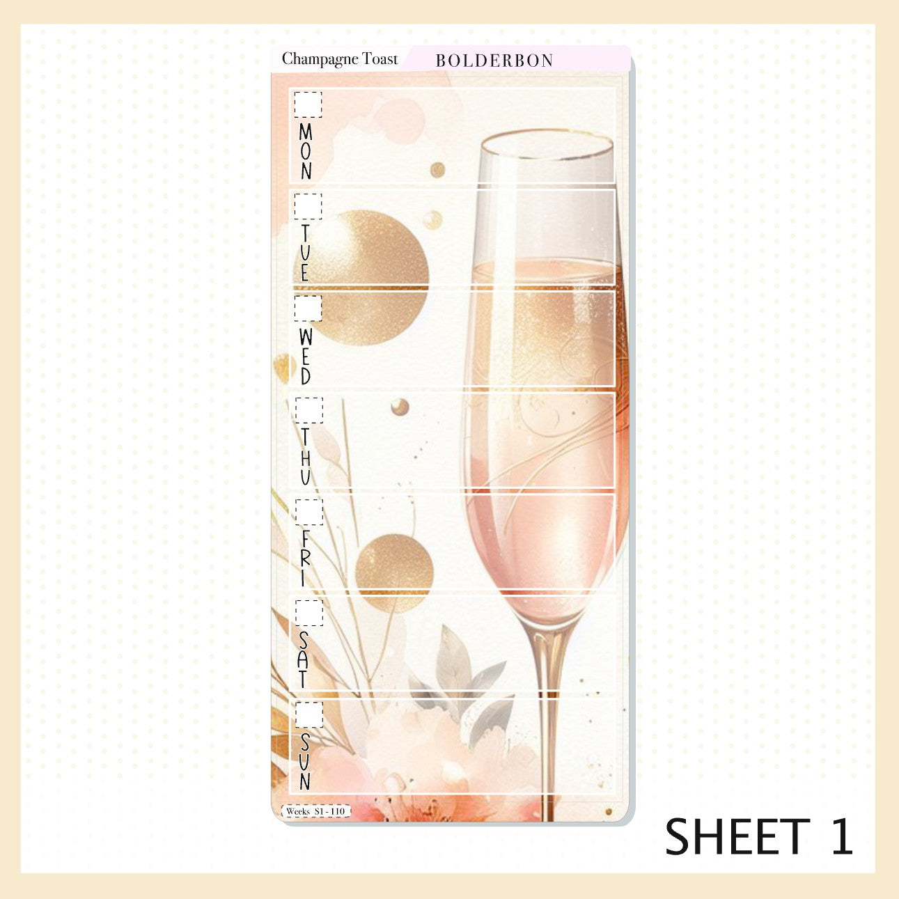 CHAMPAGNE TOAST Hobonichi Weeks || Planner Sticker Kit