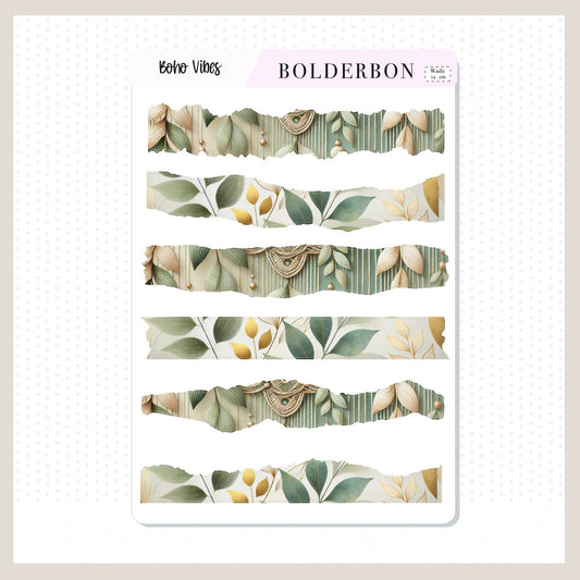 BOHO VIBES || Washi Journal Stickers, Aesthetic, Earthy, Boho Chic