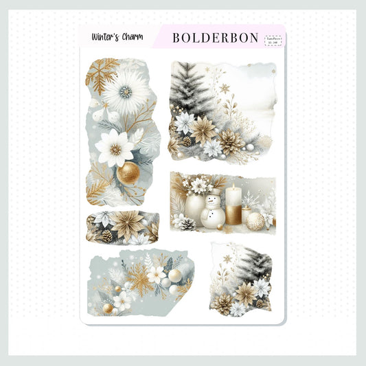 WINTER'S CHARM || Torn Pieces Journal Stickers