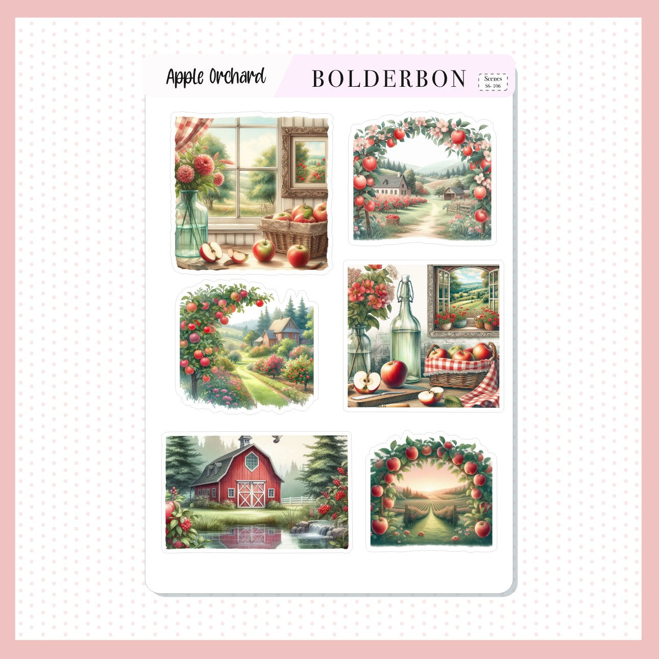 Decorative Scene Journal Stickers || APPLE ORCHARD