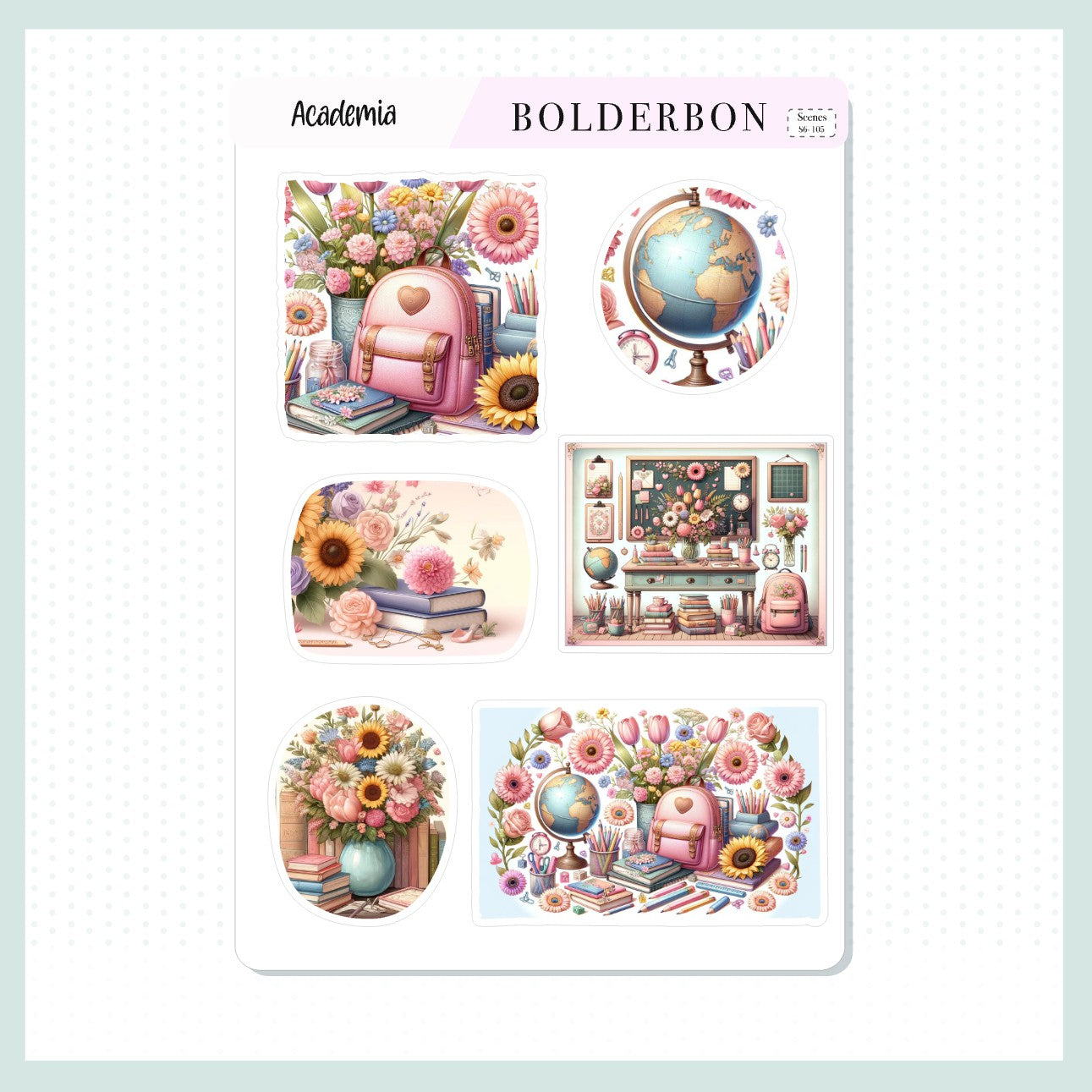 Decorative Scene Journal Stickers || ACADEMIA