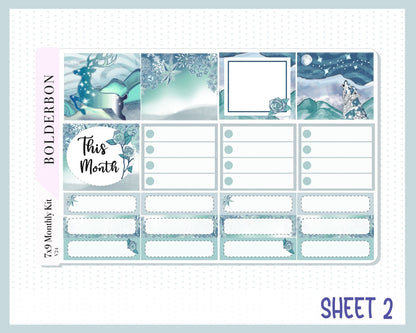 JANUARY 7x9 Monthly Sticker Kit || Midnight Frost, Winter, Snowflakes