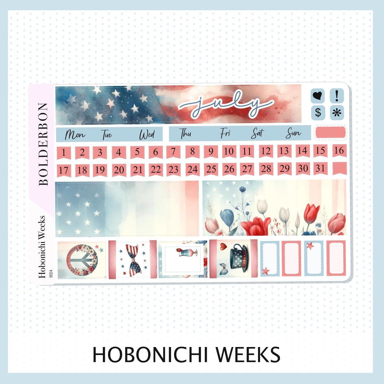 JULY Hobonichi Weeks || Monthly Planner Stickers, Meet Me In July