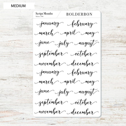 SCRIPT MONTH Planner Stickers || Flourish, Minimal, Neutral, Header, Monthly, Planner, Handlettering, Calendar, Cursive