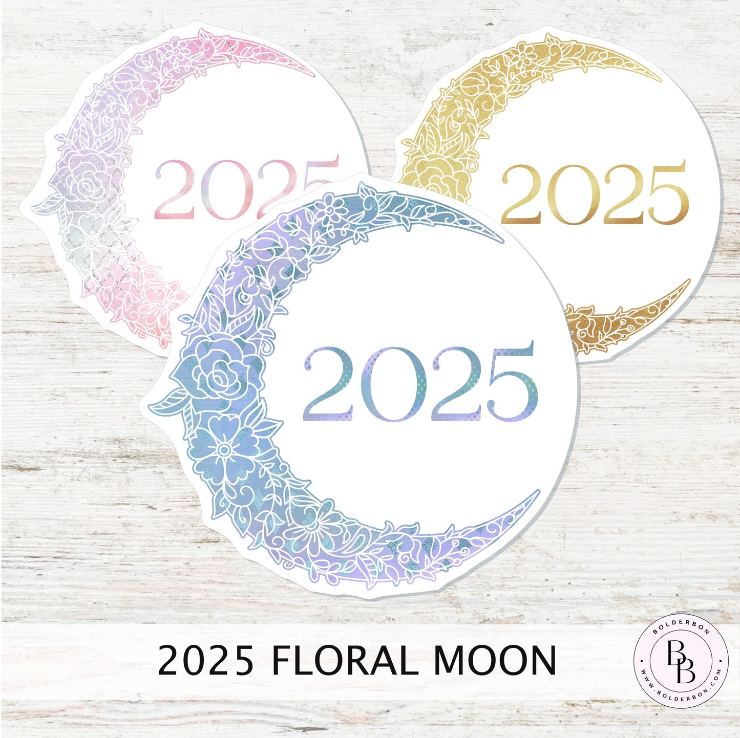 2025 FLORAL MOON || Vinyl Sticker Decal, Laptop, Planner Sticker, Hobonichi, High Quality Laminated, 3 Inches