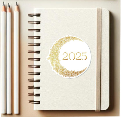 2025 FLORAL MOON || Vinyl Sticker Decal, Laptop, Planner Sticker, Hobonichi, High Quality Laminated, 3 Inches