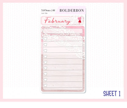 FEBRUARY 7x9 Notes Kit || Planner Sticker Kit for Erin Condren Dashboard