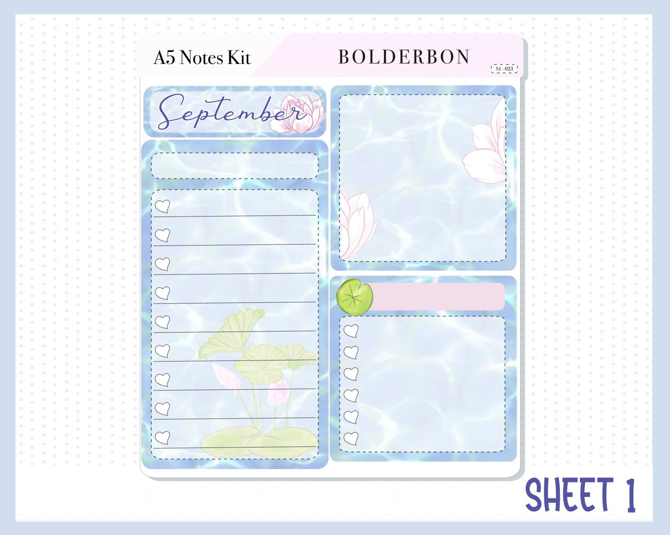 SEPTEMBER A5 NOTES KIT || "Koi Pond" Planner Sticker Kit