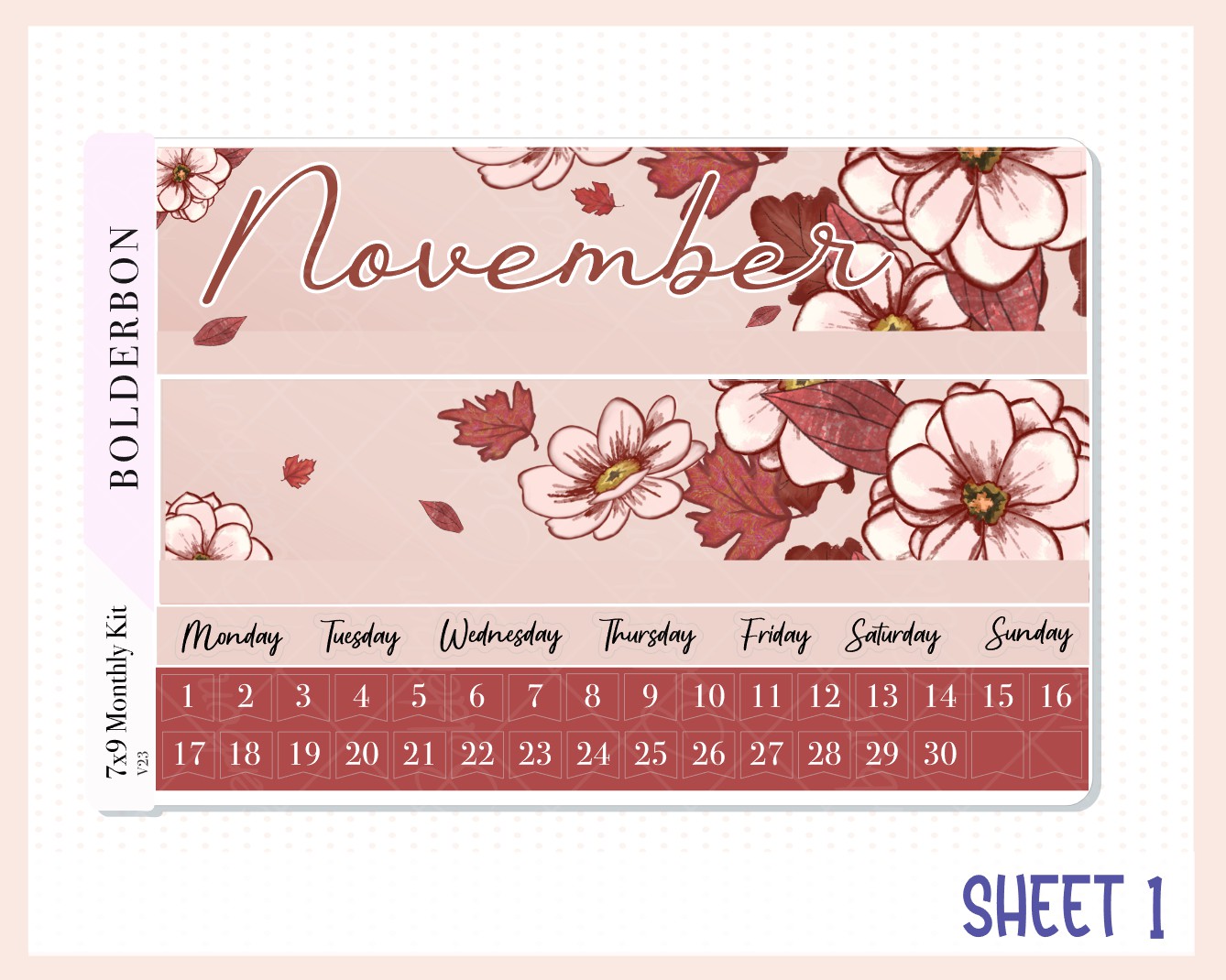 NOVEMBER 7x9 Monthly Sticker Kit || Fall, Autumn