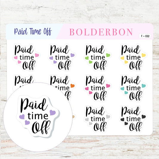 PAID TIME OFF || Planner Stickers