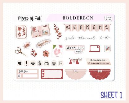 PIECES OF FALL || 7x9 Vertical Planner Sticker Kit