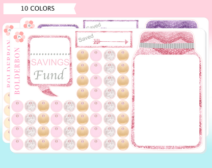 SAVINGS FUND TRACKER || Mason Jar Planner Stickers