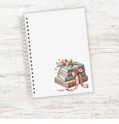 Elegant Book Stack Vinyl Sticker ||  Book Lover Vinyl Sticker, Unique Bookish Gift - Perfect for Planners, Journals, laptops and More!