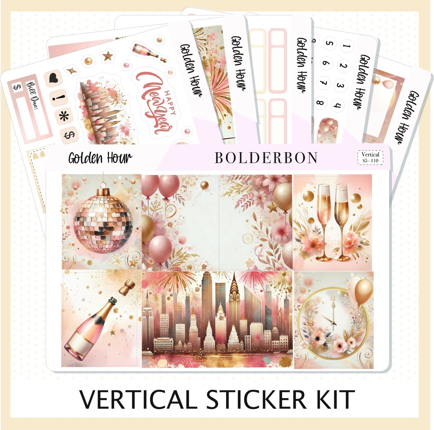 GOLDEN HOUR || 7x9 Vertical Planner Sticker Kit