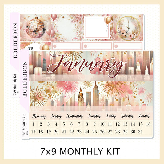 JANUARY 7x9 Monthly Sticker Kit || Golden Hour, New Year's, Celebration