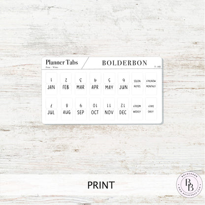 WHITE PLANNER TABS || Hobonichi Tabs, Weeks, Cousin, A6, B6, Tab Dividers, Monthly Tabs, Tab Stickers, Divider Tabs, Minimal