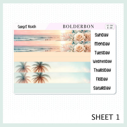 SUNSET BEACH || A5 Daily Duo Planner Sticker Kit