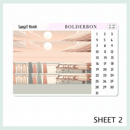 SUNSET BEACH || A5 Daily Duo Planner Sticker Kit